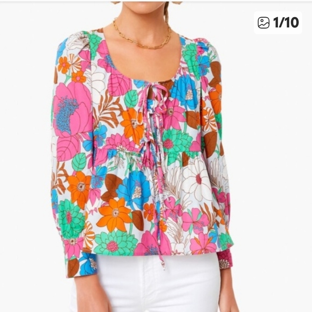 TUCKERNUCK Wild Rhapsody Baskin Floral Tie Top Size Medium - Picture 13 of 13